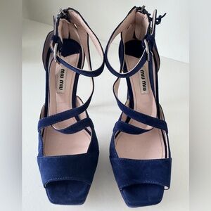 Miu Miu Navy Blue High Heel Sandals